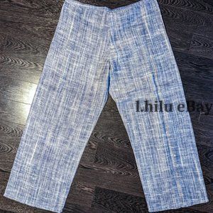 Blue Woven Cotton Wide Legged pants with Drawstring